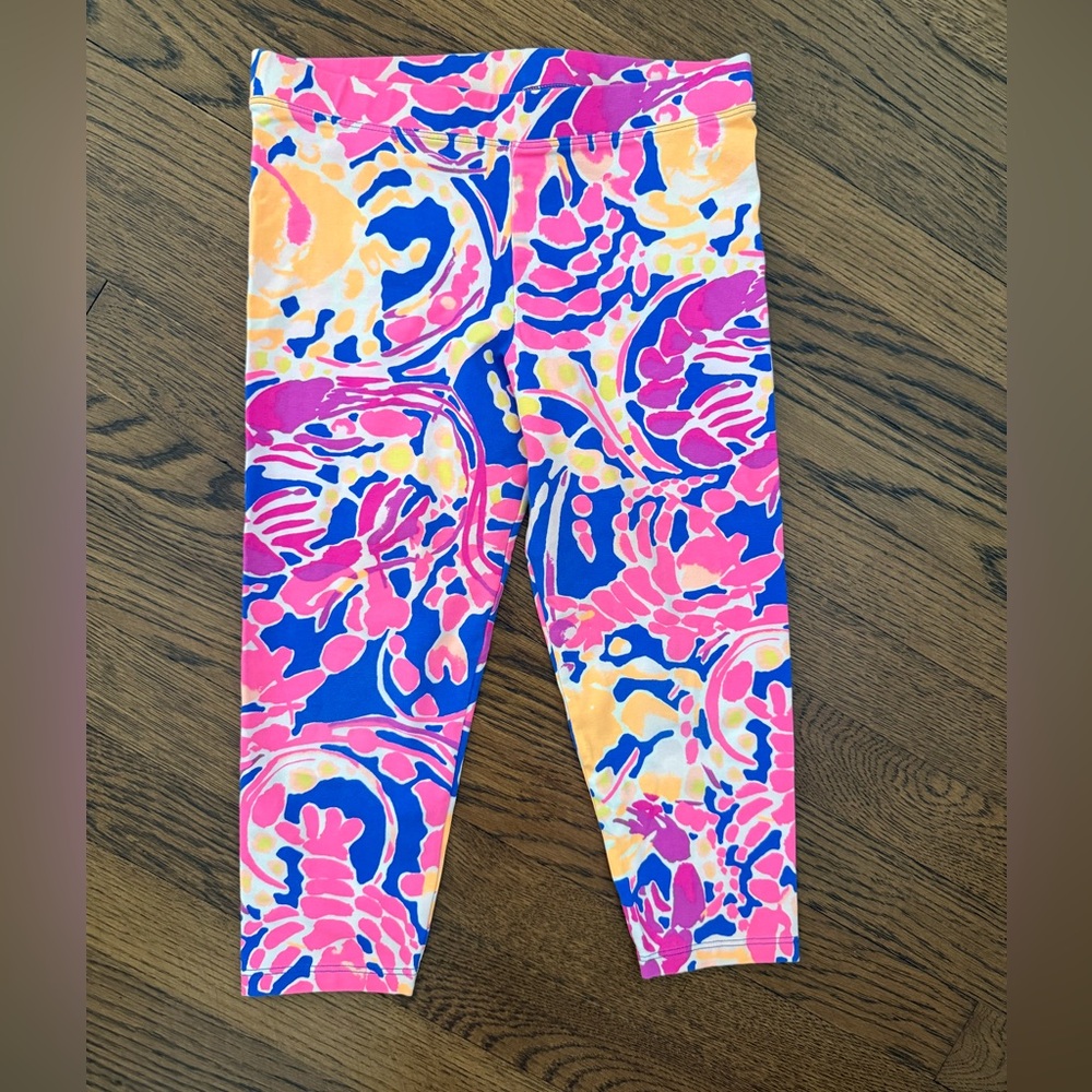 Lily Pulitzer Girls Floral Stretch Capri Pants - Large (8 - 10)